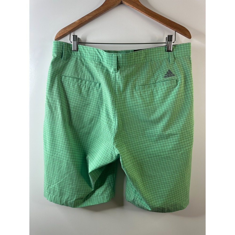 Adidas 10" Inseam Shorts Green Print Mens Size 35 Golf Athletic Pockets Stretch - Picture 2 of 16